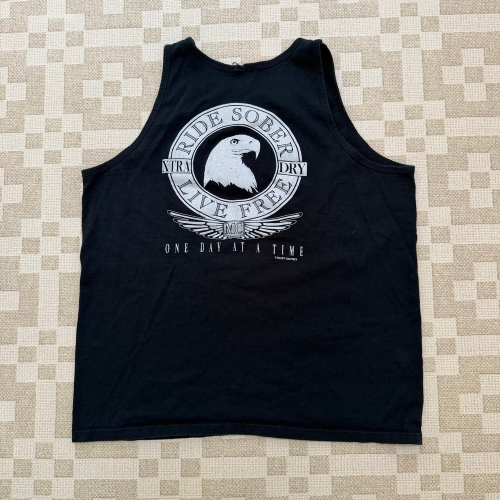Ride Sober Live Free MC Eagle Tank Top Black Biker Tank Top Large Shirt